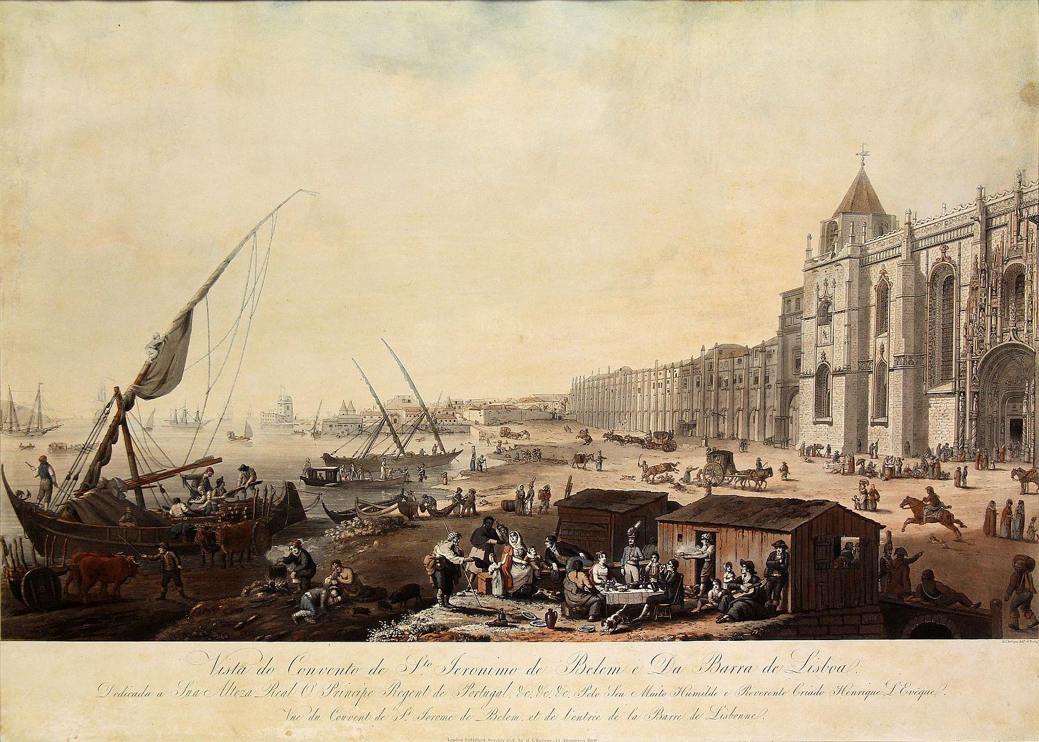 Vista do Convento de Stº Jerónimo de Belem e Da Barra de Lisboa<br>L'ÉVÊQUE, Henry (1769-1832)